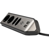 Brennenstuhl Estilo Hoekstekkerdoos 4-voudig stekkerdoos Zwart/roestvrij staal, 2x USB