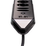 Brennenstuhl Estilo Hoekstekkerdoos 4-voudig stekkerdoos Zwart/roestvrij staal, 2x USB