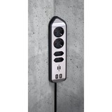 Brennenstuhl Estilo Hoekstekkerdoos 4-voudig stekkerdoos Zwart/roestvrij staal, 2x USB