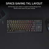 Corsair K70 CORE TKL RGB mechanisch gaming toetsenbord Zwart, US lay-out (QWERTY), Corsair MLX Red v2, 80% (TKL)	, RGB, ABS Double shot, Hot-swap