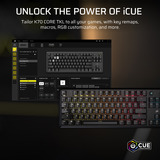 Corsair K70 CORE TKL RGB mechanisch gaming toetsenbord Zwart, US lay-out (QWERTY), Corsair MLX Red v2, 80% (TKL)	, RGB, ABS Double shot, Hot-swap