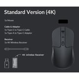 Keychron M3-A4 Wireless Mouse 4K-Version Zwart, 100 - 26.000 DPI, Bluetooth 5.1 | 2.4 Ghz | USB type-C kabel