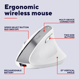 Trust Bayo+ - Ergonomische Muis Verticaal Draadloos  Wit, 800-2400 Dpi, 2,4GHz, 2x Bluetooth