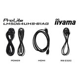 iiyama ProLite LH5064UHS-B1AG 50" 4K Ultra HD Public Display Zwart, HDMI, LAN, WiFi, Audio, USB, Android 14