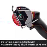 EINHELL Professionele Accu Doorslijpschijf TP-CO 18/76-C Li BL - Solo Rood/zwart, Incl. 4x zaagblad, Accu en oplader niet inbegrepen