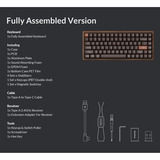 Keychron K2HE All-Wood Special Edition, toetsenbord Houtkleur, US lay-out, Gateron Double-Rail Magnetic Nebula, Gateron Double-Rail Magnetic, 75%, OSA PBT double-shot, hot swap, Bluetooth 5.2 | USB-C