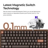Keychron K2HE All-Wood Special Edition mechanisch toetsenbord Houtkleur, US lay-out (QWERTY), Gateron Double-Rail Magnetic Nebula, 75%, Gateron Double-Rail Magnetic, 75%, OSA PBT double-shot, hot swap, Bluetooth 5.2 | USB-C