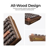 Keychron K2HE All-Wood Special Edition mechanisch toetsenbord Houtkleur, US lay-out (QWERTY), Gateron Double-Rail Magnetic Nebula, 75%, Gateron Double-Rail Magnetic, 75%, OSA PBT double-shot, hot swap, Bluetooth 5.2 | USB-C