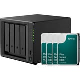Synology DiskStation DS425+ incl. 4x Synology HAT3300-4T 4 TB harde schijf nas Zwart, 2x LAN, 2x USB-A 3.2 (5 Gbit/s)