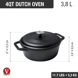 Victoria Dutch Oven, 24 cm 3,8 liter bak-/braadpan Zwart/zilver