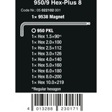 Wera 950/9 Hex-Plus 8 Stiftsleutelset Chroom, 10‑delig, metrisch, verchroomd