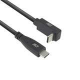 ACT Connectivity USB 3.2 USB-C (recht) naar USB-C (omhoog/omlaag haaks) kabel Zwart, 10 Gbit/s, 60W, 2 meter