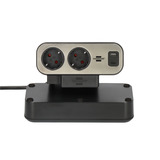 Brennenstuhl estilo Duplex stekkerdoos met schakelaar stekkerdoos Zwart/zilver, 1x USB C, 1x USB A