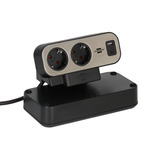 Brennenstuhl estilo Duplex stekkerdoos met schakelaar stekkerdoos Zwart/zilver, 1x USB C, 1x USB A
