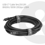 Club 3D USB-C kabel 8K60Hz 100W USB4 Zwart, 9 meter