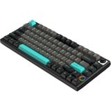 HelloGanss HS75T Obsidian, toetsenbord Zwart/grijs, US lay-out, Gateron G Pro Silver, 75%, RGB leds, PBT Doubleshot keycaps, hot swap, 2,4 GHz / Bluetooth / USB-C