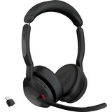 Jabra Evolve2 55, Incl. oplaadstandaard on-ear headset Zwart, Stereo, UC, USB-C, Link380c