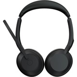 Jabra Evolve2 55, Incl. oplaadstandaard on-ear headset Zwart, Stereo, UC, USB-C, Link380c