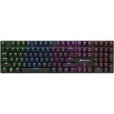 Sharkoon PureWriter RGB, gaming toetsenbord Zwart, US lay-out, Kailh Choc Low Profile Blue, RGB leds