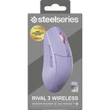 SteelSeries Rival 3 Wireless Gen 2 gaming muis Lavendel, 18.000 DPI, RGB, 2.4Ghz / Bluetooth 5.0