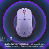 SteelSeries Rival 3 Wireless Gen 2 gaming muis Lavendel, 18.000 DPI, RGB, 2.4Ghz / Bluetooth 5.0