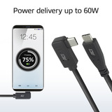 ACT Connectivity USB 3.2 USB-C (recht) naar USB-C (links/rechts haaks) kabel Zwart, 10 Gbit/s, 60W, 0,5 meter