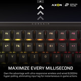 Corsair VANGUARD 96 WIRELESS RGB mechanisch gaming toetsenbord Zwart, US lay-out (QWERTY), Corsair MLX Plasma, 96%, RGB, Keycaps PBT double-shot, ABS single-shot, Hot-swap, RF2.4 / USB / Bluetooth