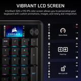 Corsair VANGUARD 96 WIRELESS RGB mechanisch gaming toetsenbord Zwart, US lay-out (QWERTY), Corsair MLX Plasma, 96%, RGB, Keycaps PBT double-shot, ABS single-shot, Hot-swap, RF2.4 / USB / Bluetooth