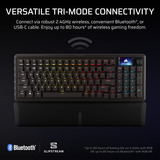Corsair VANGUARD 96 WIRELESS RGB mechanisch gaming toetsenbord Zwart, US lay-out (QWERTY), Corsair MLX Plasma, 96%, RGB, Keycaps PBT double-shot, ABS single-shot, Hot-swap, RF2.4 / USB / Bluetooth