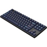 HelloGanss HS87T GC17, toetsenbord Zwart/donkerblauw, US lay-out, Gateron Yellow, TKL, RGB leds, PBT Doubleshot keycaps, hot swap, 2,4 GHz / Bluetooth / USB-C