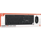 Qware Hamilton bedrade combo desktopset Zwart, EU lay-out (QWERTY), Membraan, 100%