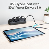 ACT Connectivity Stekkerdoos met 3 type-F stopcontacten Zwart, 3x stekker, 1x USB-C, 2x USB-A, 30W Power Delivery, USB Type-C/A poorten