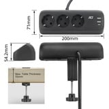 ACT Connectivity Stekkerdoos met 3 type-F stopcontacten stekkerdoos Zwart, 30W Power Delivery, USB Type-C/A poorten