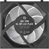 Lian Li UNI FAN SL-INF LCD FLEX 120 Reverse RGB case fans Zwart, 3 stuks, 120 x 124 x 28 mm, PWM, incl. controller