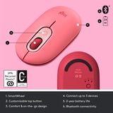 Logitech POP Mouse - HEARTBREAKER Roze/rood, 1000 - 4000 dpi, Bluetooth