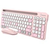 Qware Florence Draadloze Combo, desktopset Roze/wit, EU lay-out (QWERTY), Scissor switches, 1200 DPI, TKL, 2,4 GHz USB | Bluetooth