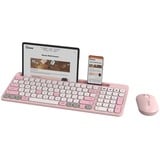 Qware Florence Draadloze Combo, desktopset Roze/wit, EU lay-out (QWERTY), Scissor switches, 1200 DPI, TKL, 2,4 GHz USB | Bluetooth