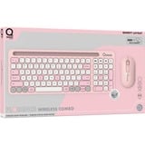 Qware Florence Draadloze Combo, desktopset Roze/wit, EU lay-out (QWERTY), Scissor switches, 1200 DPI, TKL, 2,4 GHz USB | Bluetooth