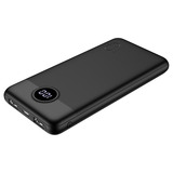 VEGER L10S 10000 mAh powerbank met digitaal display Zwart, PD 20W, QC 3.0, 2A, USB-A, USB-C, Micro-USB