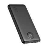 VEGER L10S 10000 mAh powerbank met digitaal display Zwart, PD 20W, QC 3.0, 2A, USB-A, USB-C, Micro-USB