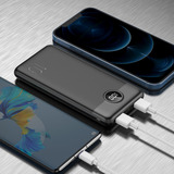 VEGER L10S 10000 mAh powerbank met digitaal display Zwart, PD 20W, QC 3.0, 2A, USB-A, USB-C, Micro-USB