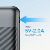 VEGER L10S 10000 mAh powerbank met digitaal display Zwart, PD 20W, QC 3.0, 2A, USB-A, USB-C, Micro-USB