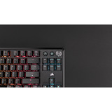 Corsair K70 CORE TKL WIRELESS RGB mechanisch gaming toetsenbord Zwart, US lay-out (QWERTY), Corsair MLX Red v2, 80% (TKL)	, RGB, ABS Double shot, Hot-swap, 2,4 GHz / Bluetooth / USB