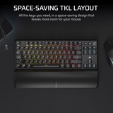 Corsair K70 CORE TKL WIRELESS RGB mechanisch gaming toetsenbord Zwart, US lay-out (QWERTY), Corsair MLX Red v2, 80% (TKL)	, RGB, ABS Double shot, Hot-swap, 2,4 GHz / Bluetooth / USB