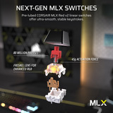 Corsair K70 CORE TKL WIRELESS RGB mechanisch gaming toetsenbord Zwart, US lay-out (QWERTY), Corsair MLX Red v2, 80% (TKL)	, RGB, ABS Double shot, Hot-swap, 2,4 GHz / Bluetooth / USB
