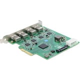 PCI Express x4 Card to 4 x USB 5 Gbps USB Type-A Quad Channel interface kaart
