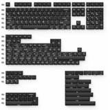 Keychron Cherry Profile Double-Shot PBT Full Keycap-Set - White on Black keycaps Zwart, 219 Stuks, ANSI & UK ISO Layout