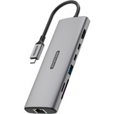 Sitecom 6 in 1 USB-C Multiport Adapter LAN dockingstation Grijs