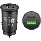 goobay Goobay KFZ USB 2P 27W USB-C PD+QC3.0  bk oplader Zwart, 1x USB-C, 1x USB-A