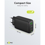 goobay USB-C PD GaN Multiport snellader (65 W) Zwart, 2x USB-C, 1x USB-A, Power Delivery, QuickCharge